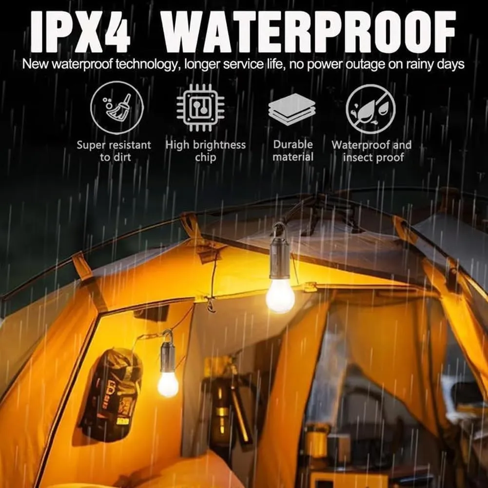 Solar Rechargeable Hooked Camping Light Outdoor Household Tungsten Lights, 3 Light Modes, Portable Rechargeable Outdoor Tent Lights Bulbs for Camping Hiking Emergency(B#)