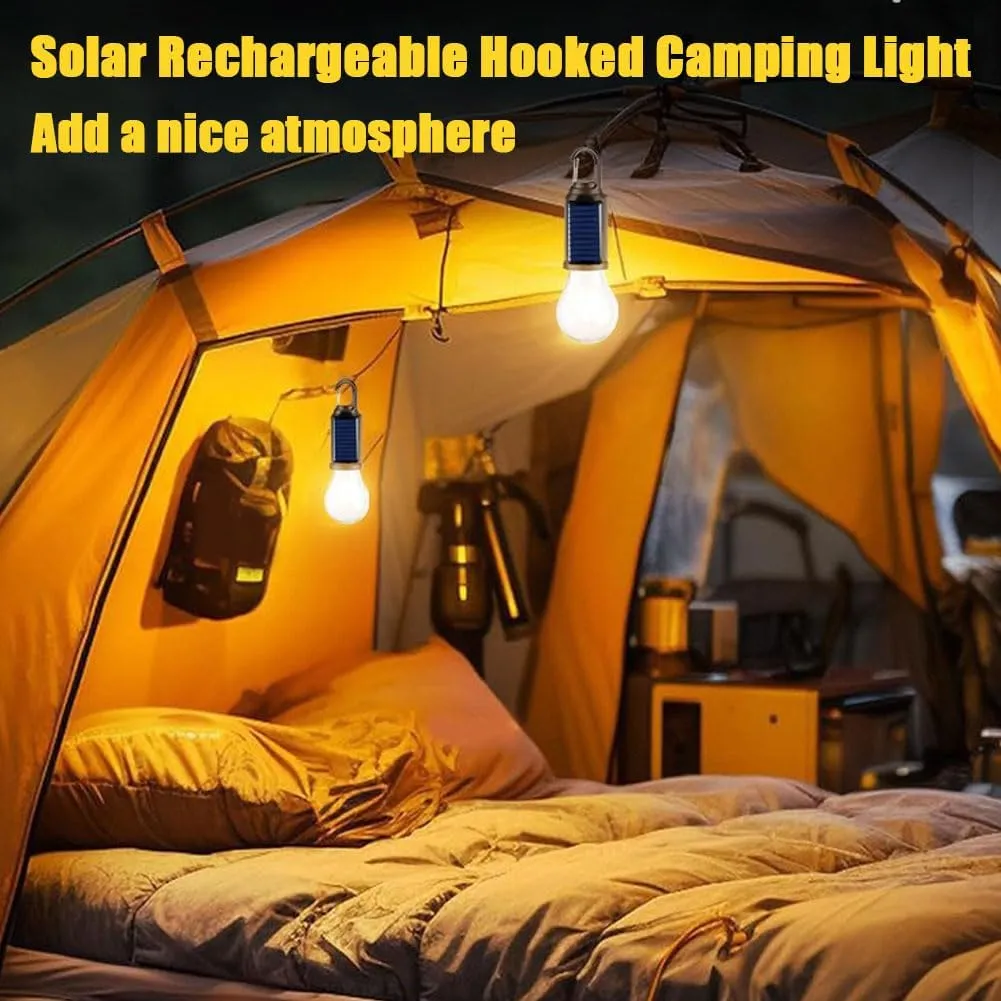 Solar Rechargeable Hooked Camping Light, Waterproof Portable Solar Camping Light, 3 Light Modes Adjustable Camping Lamps for Hiking, Party, Camping, Fishing (5Pcs)