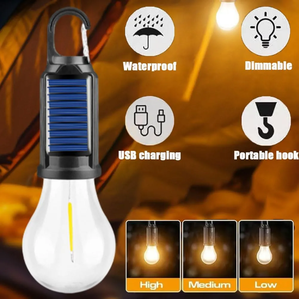 Solar Rechargeable Hooked Camping Light, Waterproof Portable Solar Camping Light, 3 Light Modes Adjustable Camping Lamps for Hiking, Party, Camping, Fishing (5Pcs)
