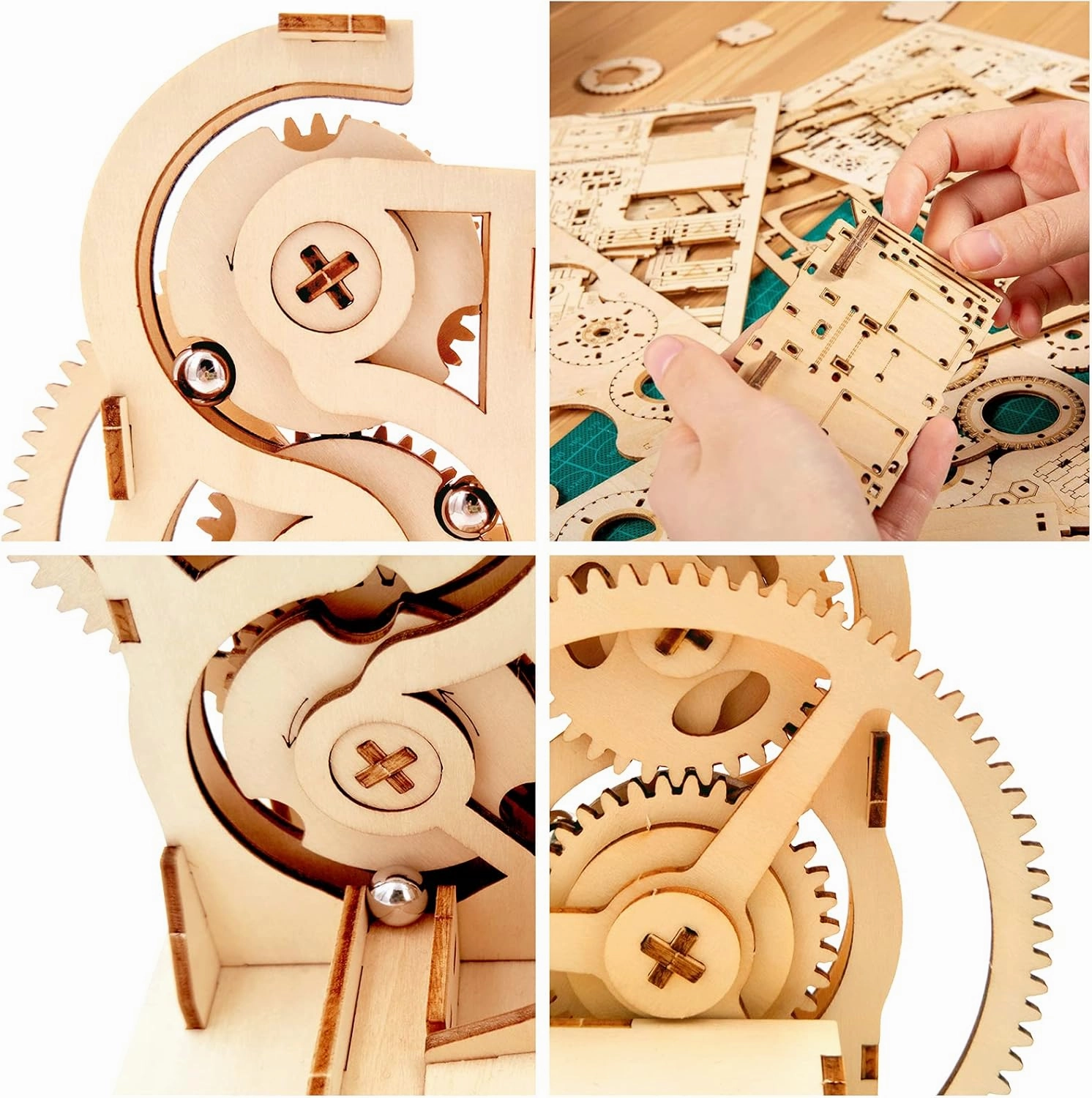 Solar 3D Wooden Puzzle Marble Run DIY Model Kit Craft Sets Educational Wood Mechanical Building Toys STEM Science Experiments Projects Birthday Gift for Adult Men Kids Age 8 10 12 14＋