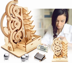 Solar 3D Wooden Puzzle Marble Run DIY Model Kit Craft Sets Educational Wood Mechanical Building Toys STEM Science Experiments Projects Birthday Gift for Adult Men Kids Age 8 10 12 14＋