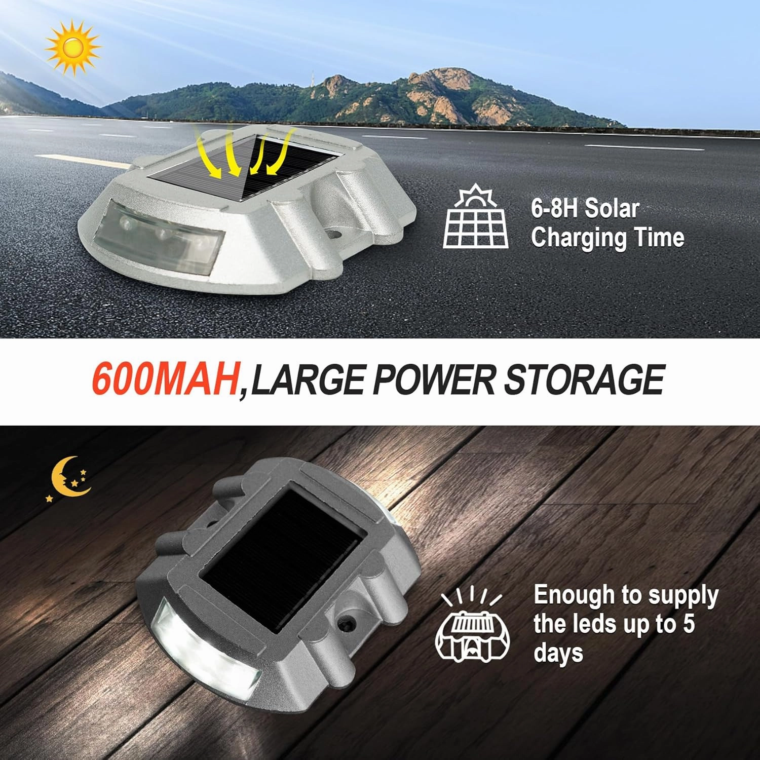 Solar Deck Lights Driveway Dock Lights 12 Pack, Outdoor LED Solar Powered Waterproof Warning Step Lights for Driveway Sidewalk Pathway Yard Garden (12 Pack, Bright White)