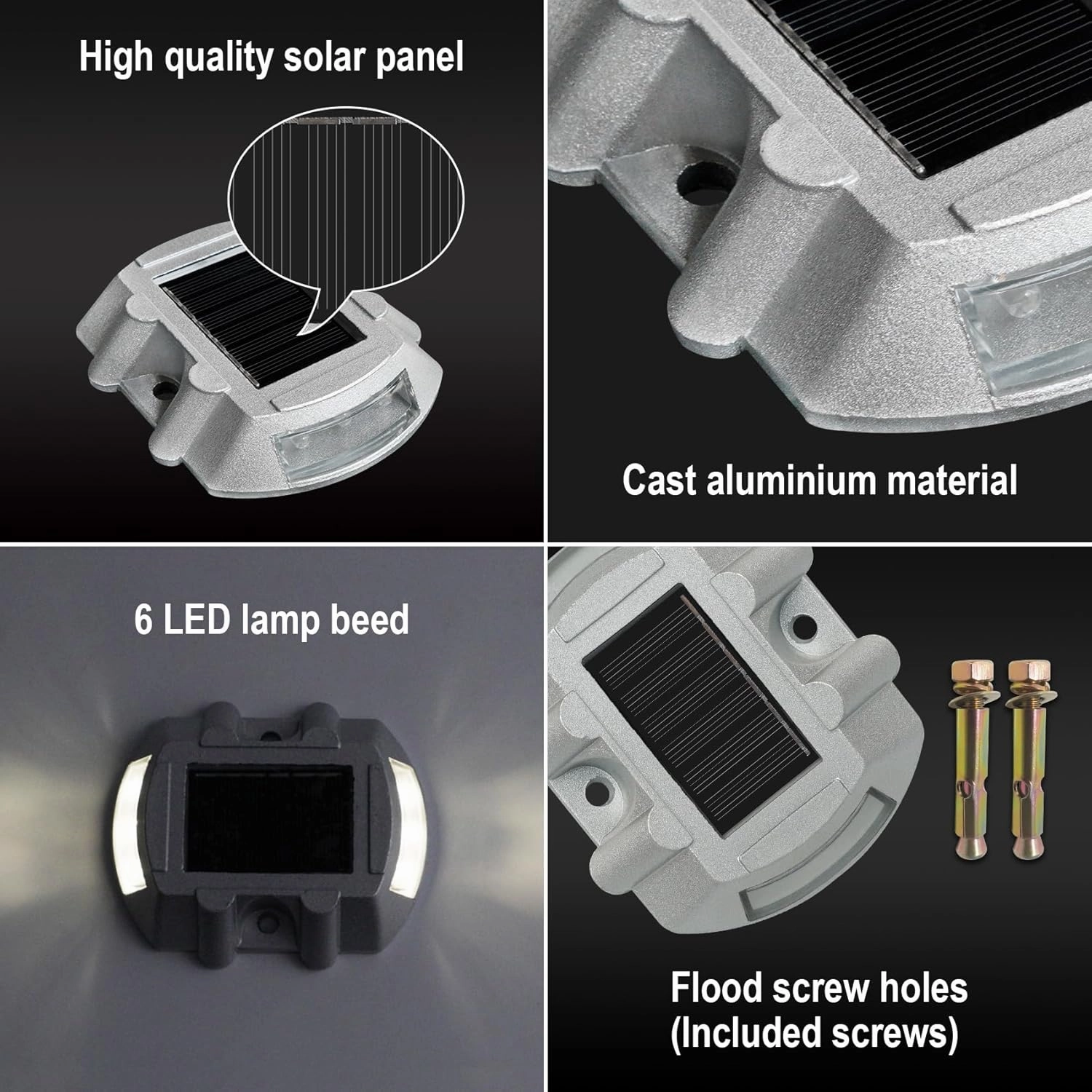 Solar Deck Lights Driveway Dock Lights 12 Pack, Outdoor LED Solar Powered Waterproof Warning Step Lights for Driveway Sidewalk Pathway Yard Garden (12 Pack, Bright White)