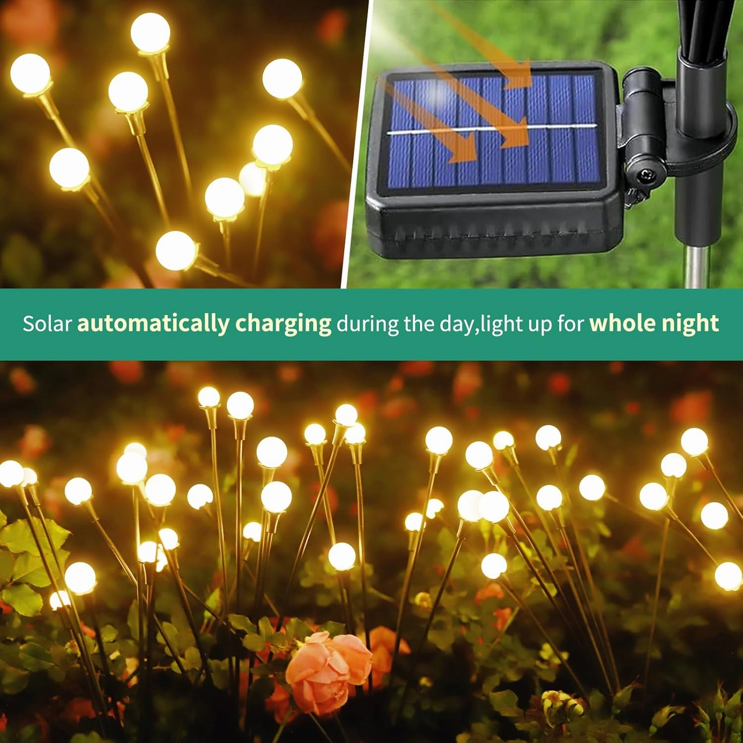 Solar Lights Outdoor Waterproof, 4 Packs 32LED, Solar Garden Lights, Patio Lights, Garden Decor, Patio Decor, Firefly Lights Solar Outdoor, Unique Gifts for Women, Gifts for Grandma