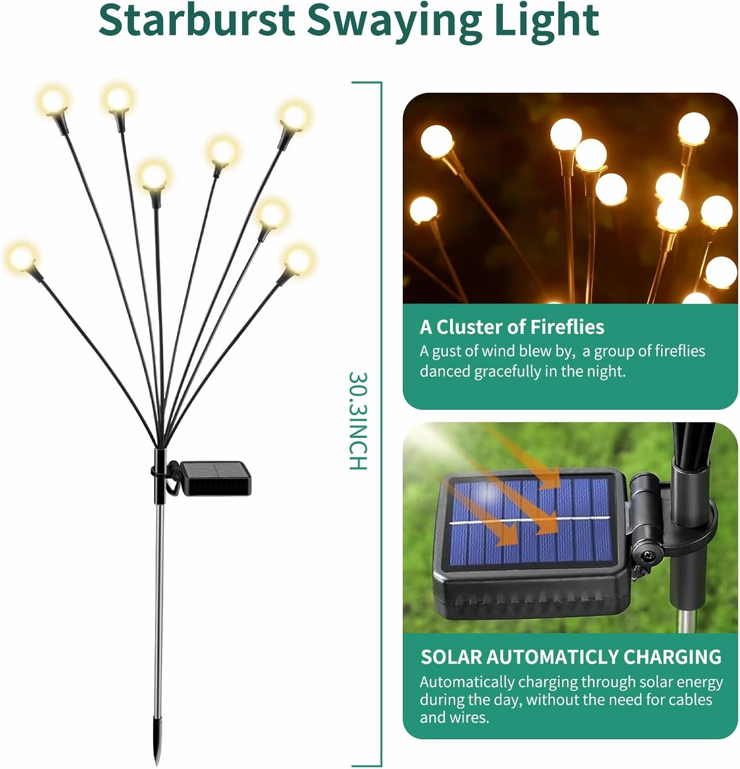 Solar Lights Outdoor Waterproof, 4 Packs 32LED, Solar Garden Lights, Patio Lights, Garden Decor, Patio Decor, Firefly Lights Solar Outdoor, Unique Gifts for Women, Gifts for Grandma