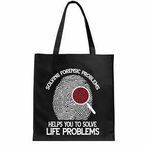 Solve Lifes Challenges With Forensic Science Expert Detective and Investigator Gear for Law Enforcement Navy Black Multicolor Canvas Tote Bag