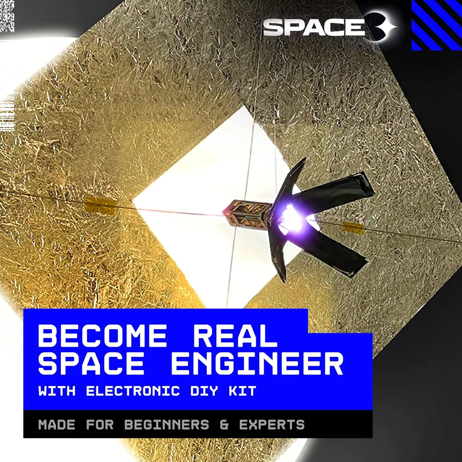 Space O DIY Engineering Kit - Near Earth Asteroid Scout Model - Educational STEM & Electrical Engineering Kit - DIY Toy Gift for Adults, Teens & Kids 14 