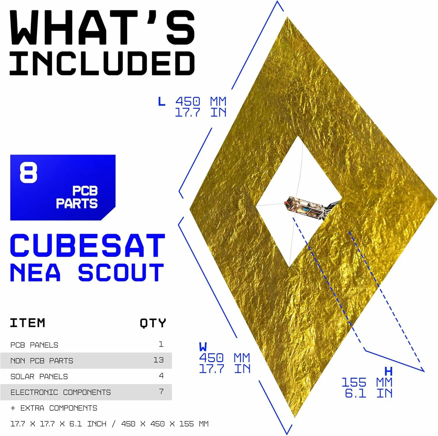 Space O DIY Engineering Kit - Near Earth Asteroid Scout Model - Educational STEM & Electrical Engineering Kit - DIY Toy Gift for Adults, Teens & Kids 14 