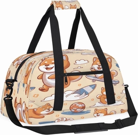 Space Funny Dog Kids Overnighter Duffel Bags for Boys, Carry-On Size Sports Gym Bag with Front Zipper Pocket for School Practice or Overnight Travel Weekender Sleepover Tote Bag