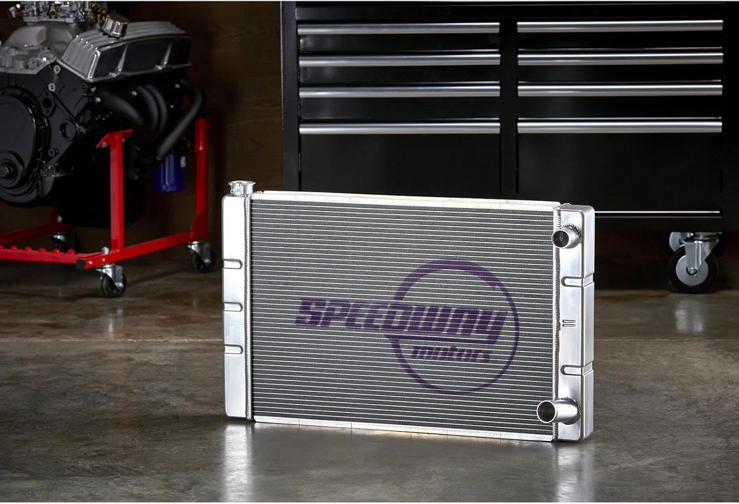 Speedway Motors 26-Inch Double Pass Aluminum Racing Radiator, S/B Chevy, Furnace-Brazed for Durability, Superior Performance, Double Pass Design with 2.25" Core, Efficient 1" Aluminum Tubes