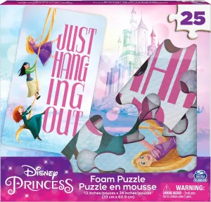 Spin Master Games, Disney Princess Puzzles, 25 Pieces, Soft Foam Kids Puzzle Featuring Rapunzel, Mulan, Merida, for Ages 4 & up