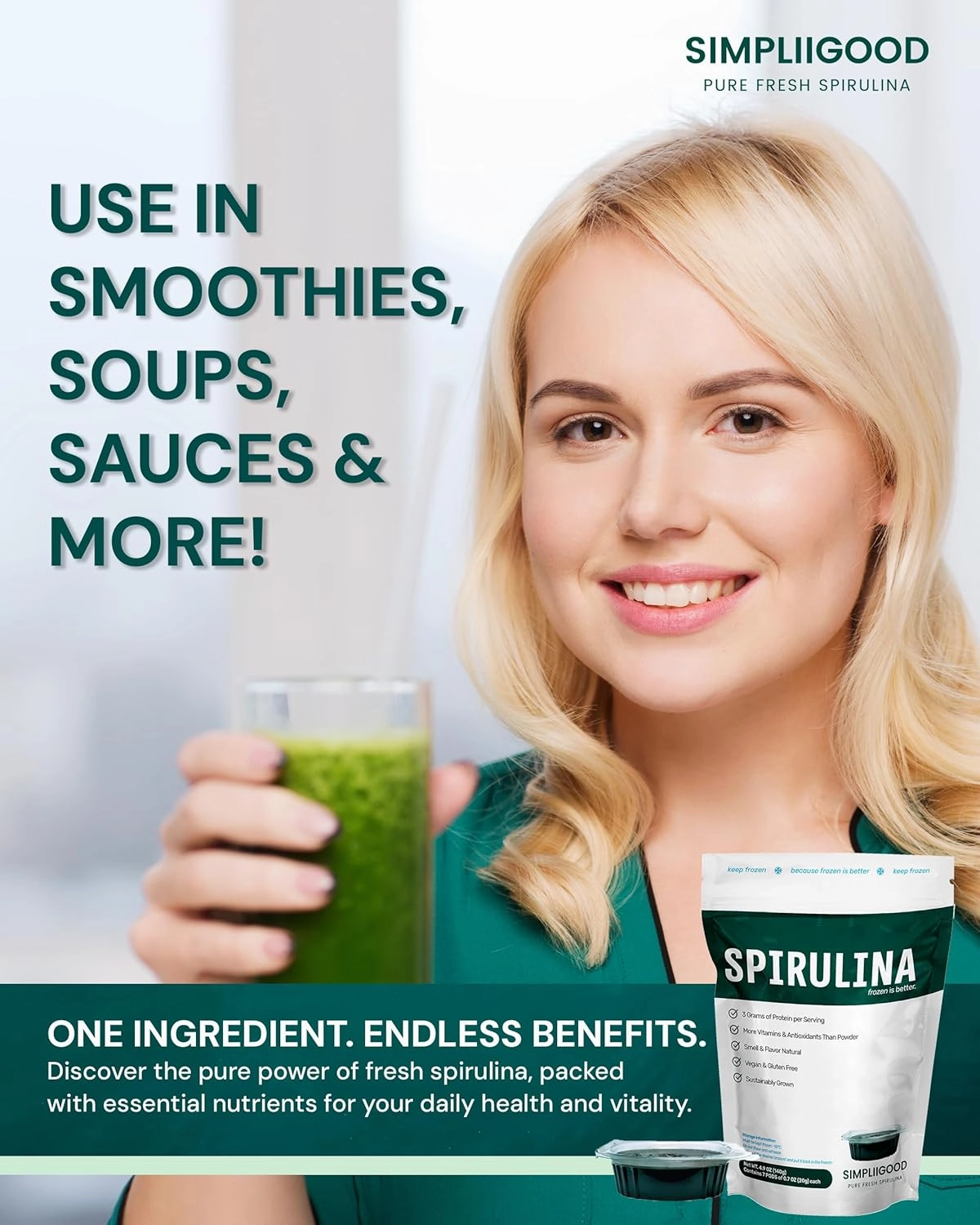 Spirulina Cubes - High Protein, Vitamin-Rich Superfood with Natural Flavor - Vegan, Gluten-Free Nutrient Powerhouse Spirulina Pods for Smoothies - (280, Grams)