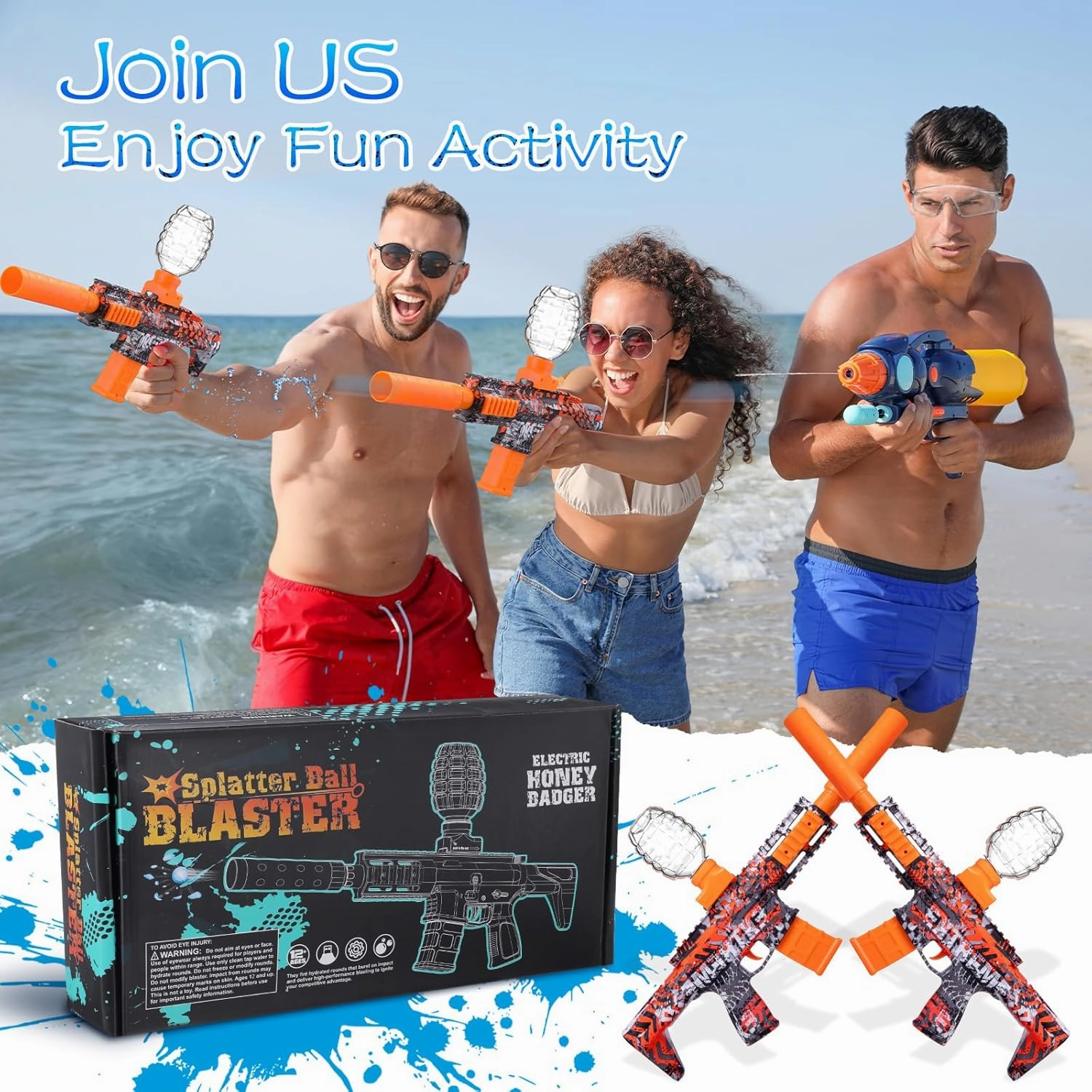 Splatter Blaster, Electric Auto Splatter Ball Toy, 10 Rs Per Seconds,50000 , 7.4V 500 mAh Rechargeable Batteries, Outdoor Activities Team Game Toy for Age 12  Year Up