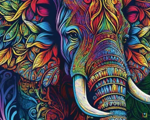 Springbok Elephant Mandala 1000 Piece Jigsaw Puzzle for Adults - Take Off on a Wild Adventure with This Colorful Image by Artist Michael David Ward