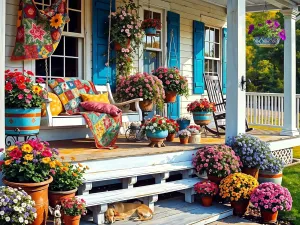 Springbok Front Porch 500 Piece Jigsaw Puzzle for Adults - Step Back and Relax on Grandma's Front Porch with This Colorful and Nostalgic Image