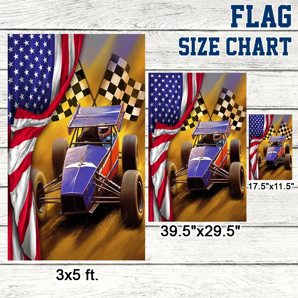 Sprint Car Dirt Track Racing American Flag TQN1386F