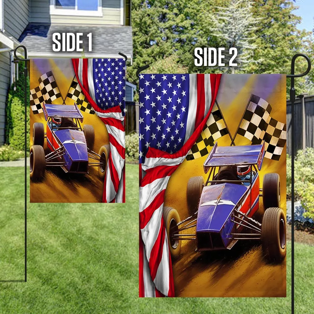 Sprint Car Dirt Track Racing American Flag TQN1386F