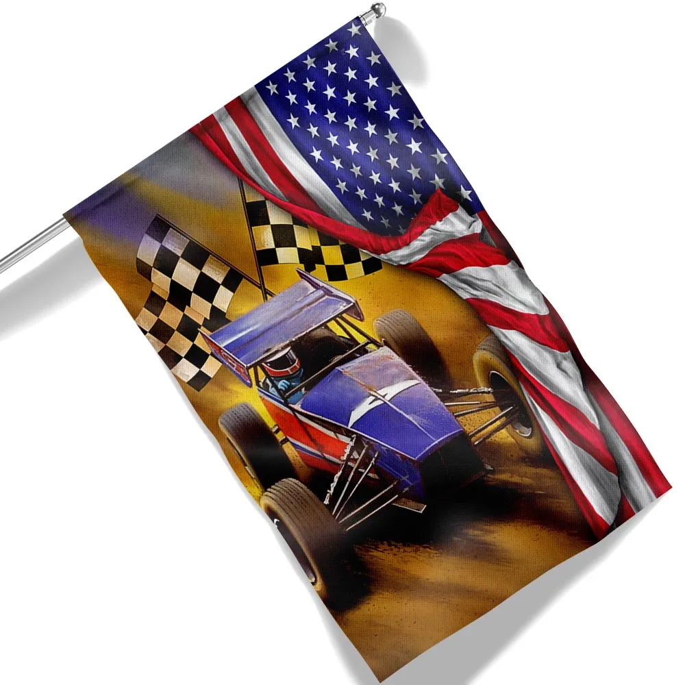 Sprint Car Dirt Track Racing American Flag TQN1386F
