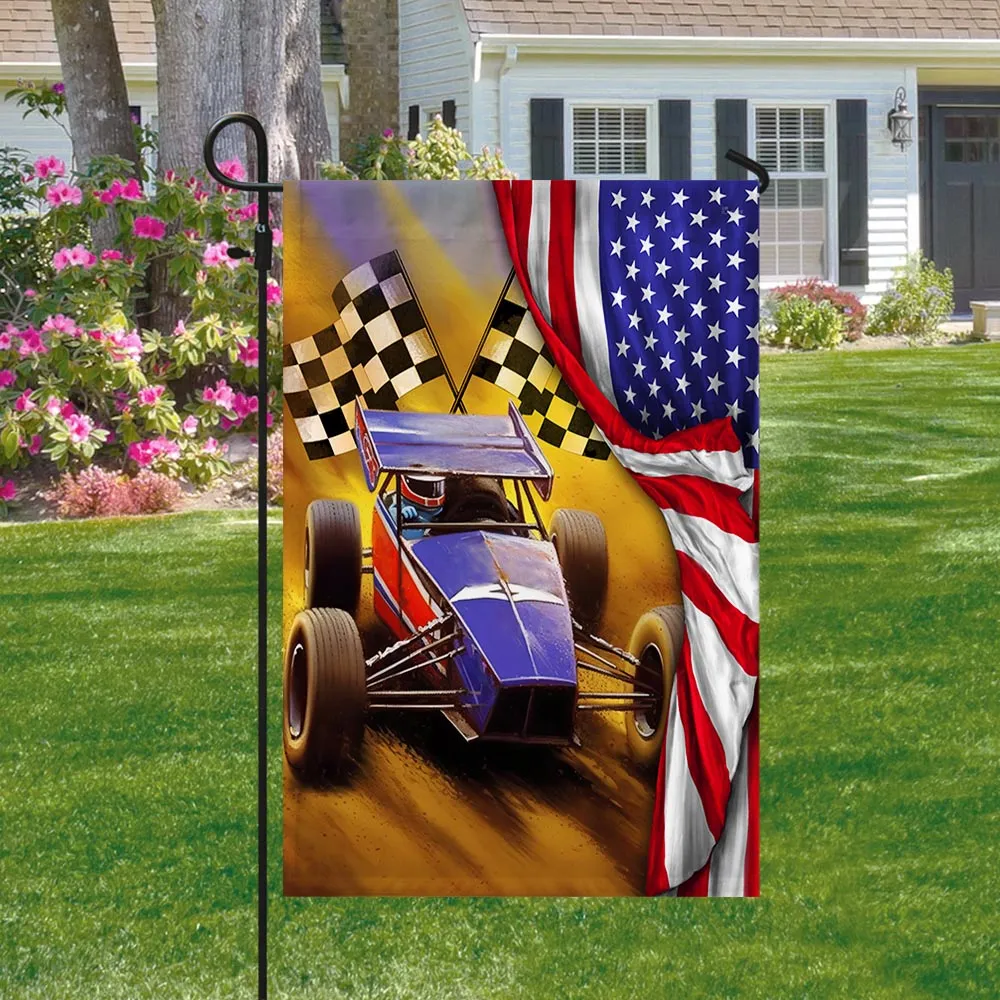 Sprint Car Dirt Track Racing American Flag TQN1386F