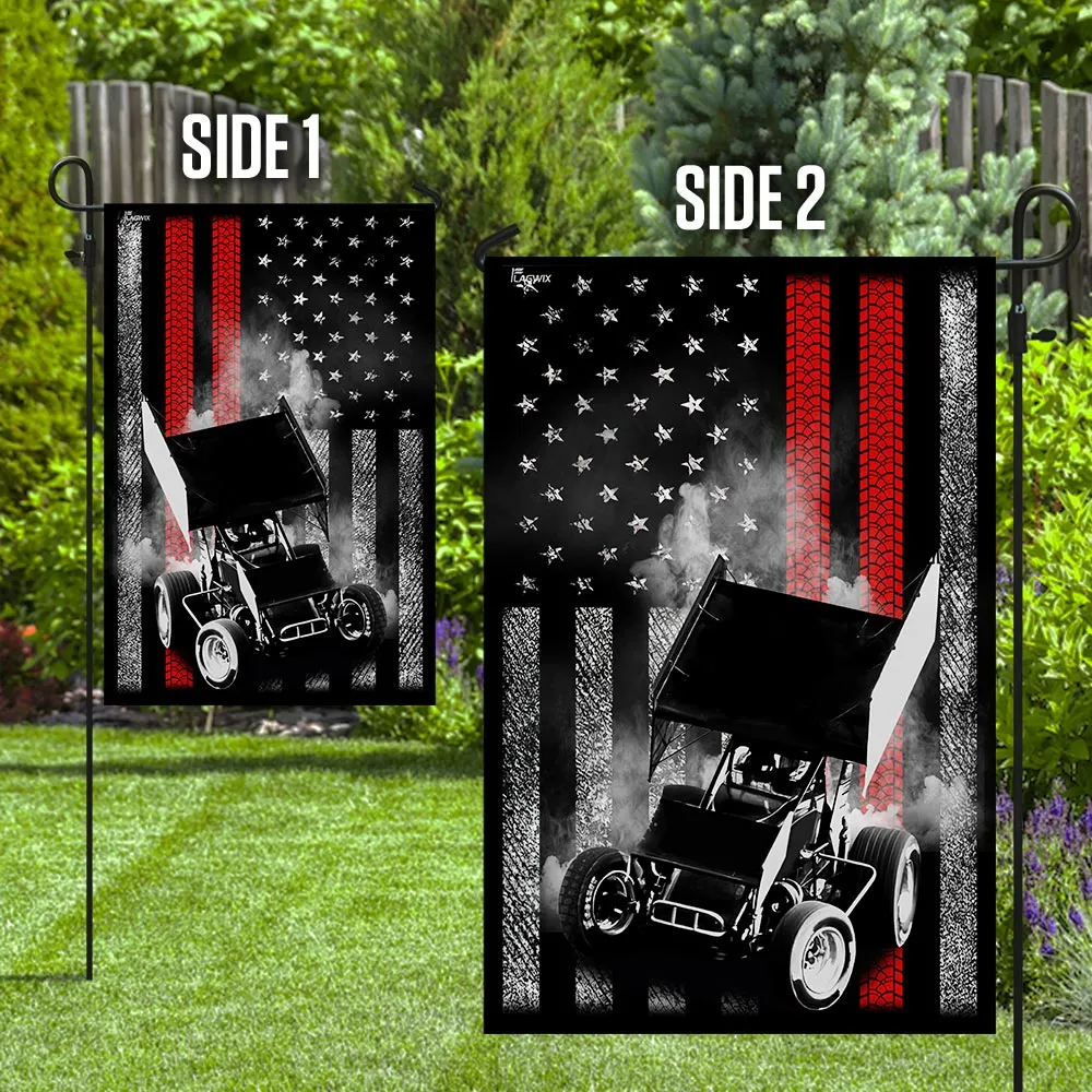 Sprint Car Racing American U.S. Flag