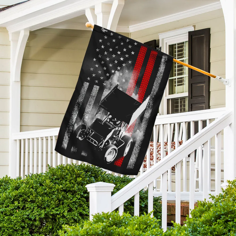 Sprint Car Racing American U.S. Flag