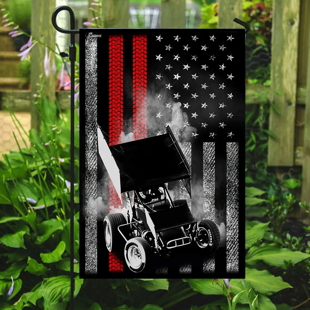 Sprint Car Racing American U.S. Flag
