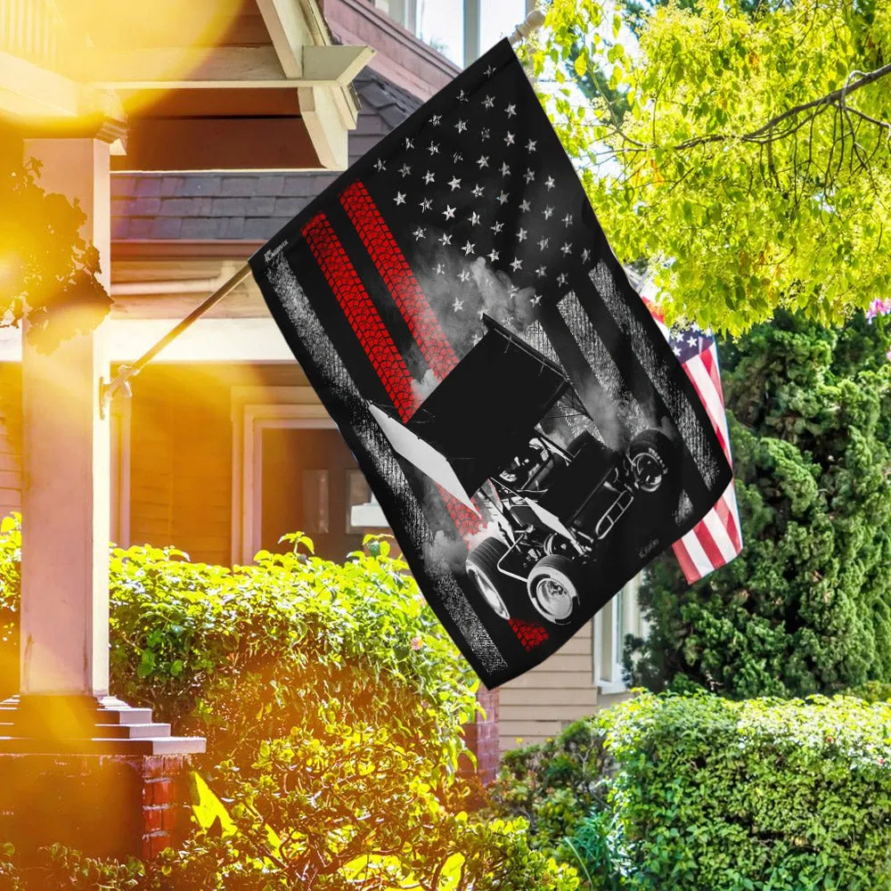 Sprint Car Racing American U.S. Flag