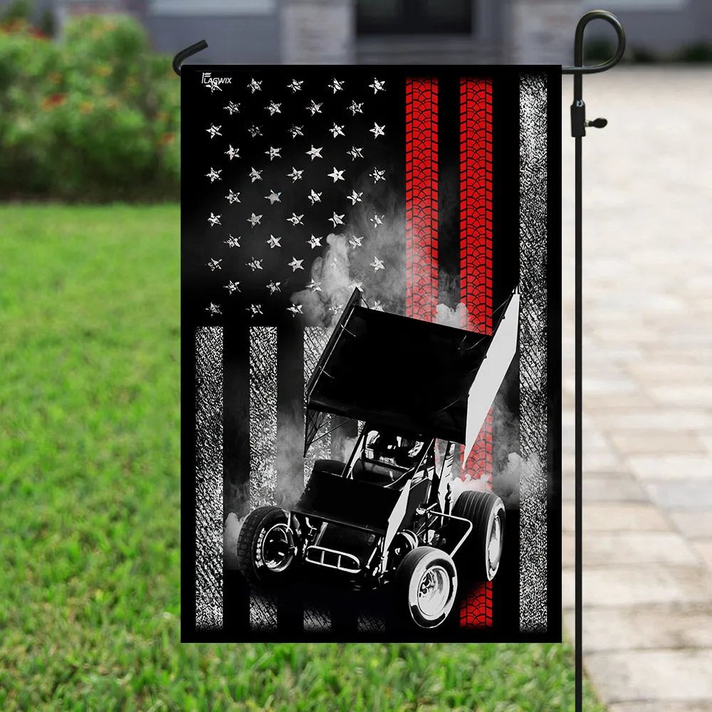 Sprint Car Racing American U.S. Flag