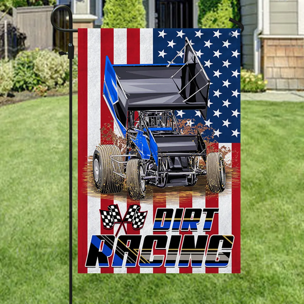 Sprint Car Racing. Dirt Track Racing American Flag TPT292Fn