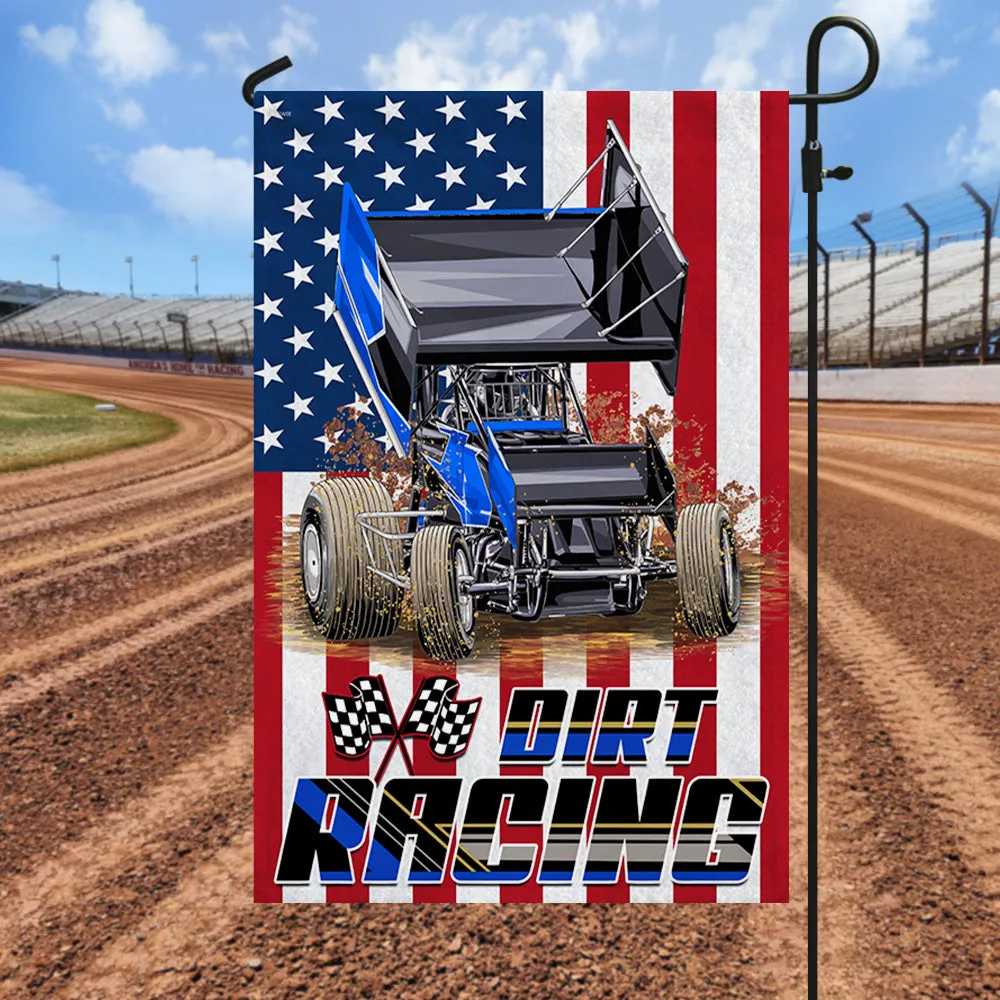 Sprint Car Racing. Dirt Track Racing American Flag TPT292Fn