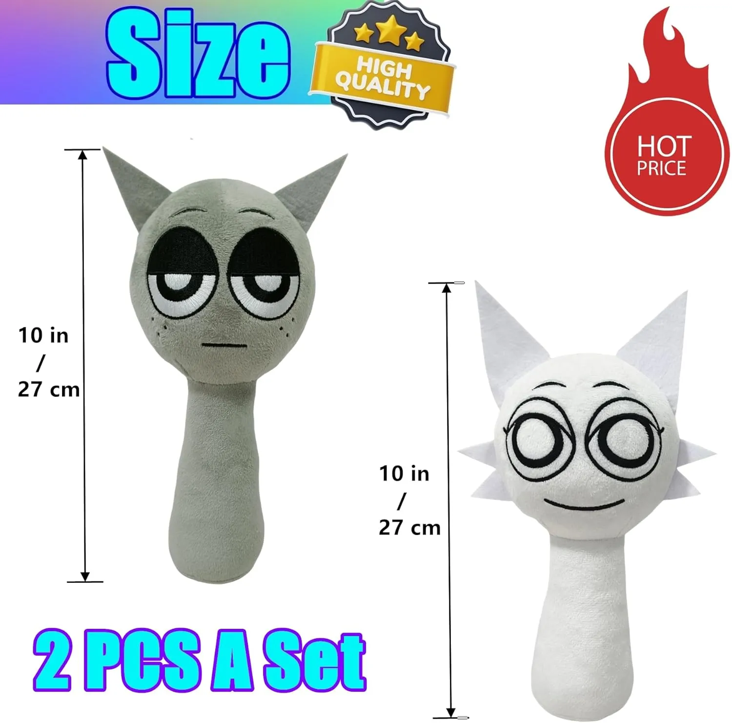 Sprunki Plush, 10'' Sprunky Wenda and Gray Plushies, Sprunk Soft and Funs Stuffed Toys Dolls for Fans and Friends Birthday