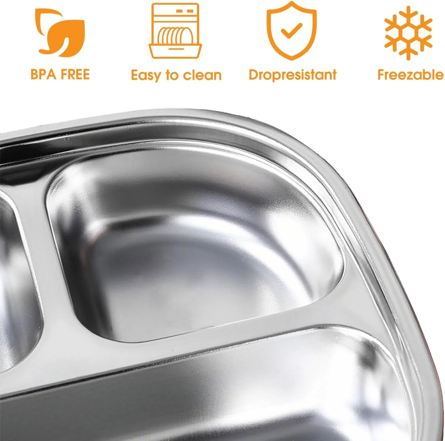 Stainless Steel Kids Plates with Suction Base & Lids | 3-Pack Non-Toxic Toddler Dinnerware Set | 316L Dishwasher-Safe, Spill-Proof Design for Daycare, Travel, Home Use