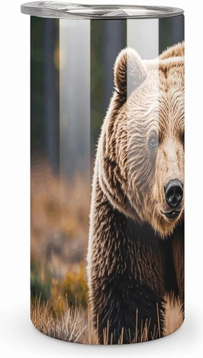 Stainless Steel Water Cup, Autumn Brown Bear Print Outdoor Travel Cup Ideal for Travel, Outdoor, And Daily Hydration