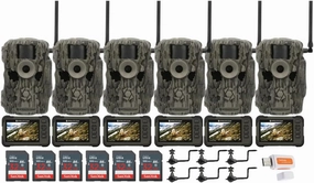 Stealth Cam 36MP Fusion Max Cellular Trail Camera with 80 Feet Detection Range (6-Pack) Bundle with SD Card Viewer (6-Pack), Camera Holder (6-Pack), Memory Card (6-Pack), and Card Reader (25 Items)