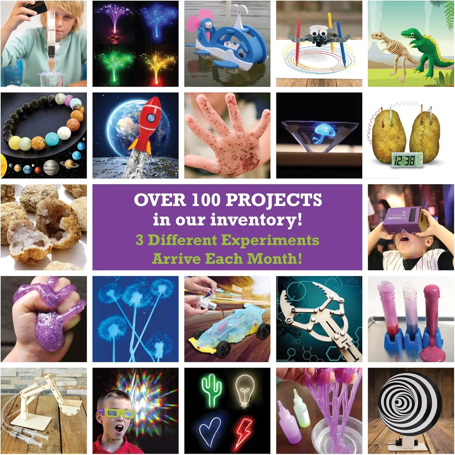 STEM Discovery Box - 6 Monthly Subscription Kits w/ 18 Projects - Summertime Learning - Science, Technology, Engineering, Mathematics - Experiment Activity Build Sets - Girls Boys Kids Ages 7-12