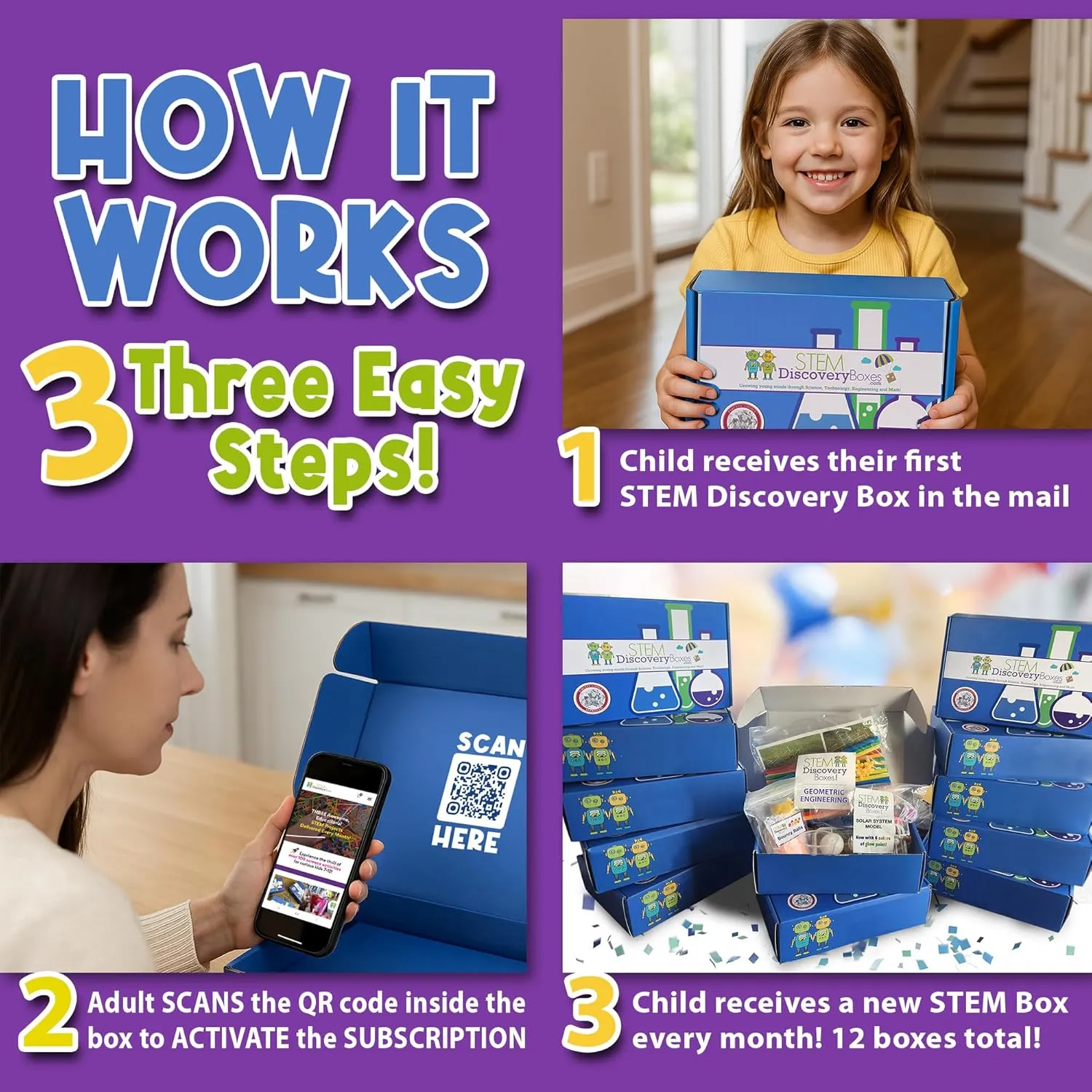 STEM Discovery Box - 6 Monthly Subscription Kits w/ 18 Projects - Summertime Learning - Science, Technology, Engineering, Mathematics - Experiment Activity Build Sets - Girls Boys Kids Ages 7-12