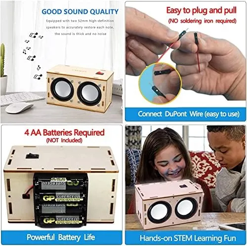 STEM Projects for Kids & Adults Build Your Own Bluetooth Speaker - Science Experiment Electronics Kit | Beginner's Starter DIY Set,STEM Gifts for Teenage Girls   Boys Ages 10 and Up (Dual Speakers)