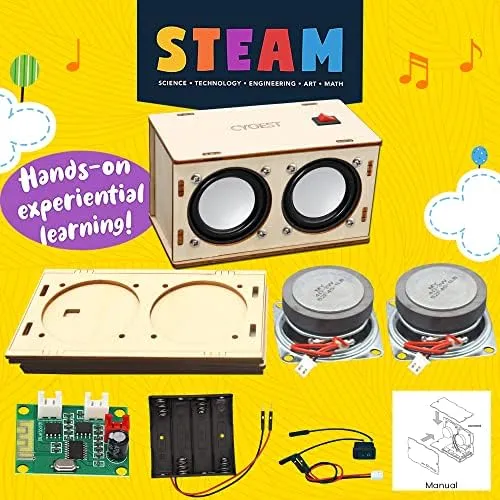 STEM Projects for Kids & Adults Build Your Own Bluetooth Speaker - Science Experiment Electronics Kit | Beginner's Starter DIY Set,STEM Gifts for Teenage Girls   Boys Ages 10 and Up (Dual Speakers)