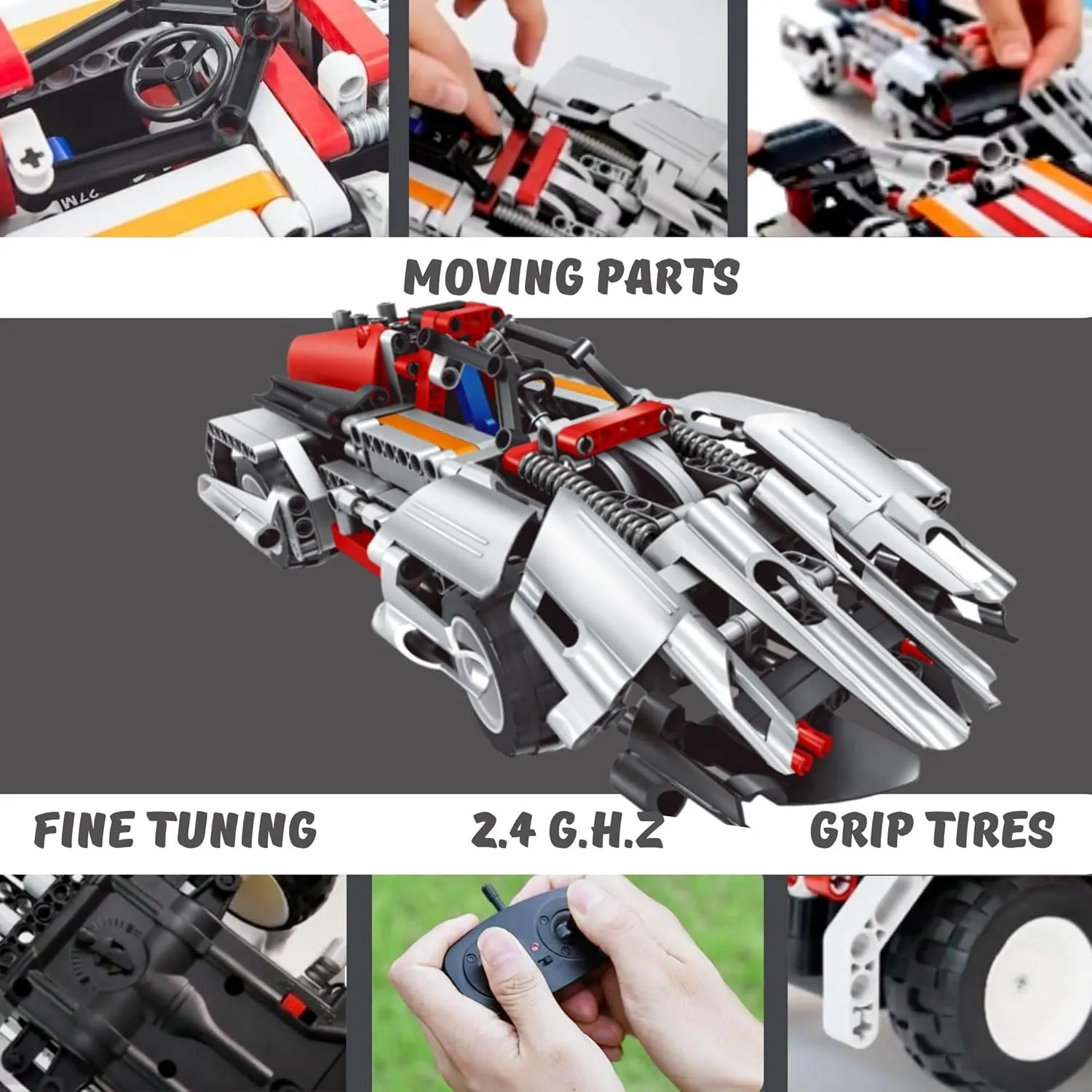 STEM Remote Control Car Building Toy Set for Kids 2 in 1 Snap Together Model Cars Kit to Build with 326 Pieces Cool Engineering Project Best Birthday Gifts for Boys Age 7-12   Years Old