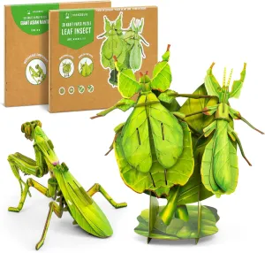 STEM Toys Eco-Friendly 3D Paper Puzzles, Educational Toys for 7  Year Old, Preschool Toys for Birthday, Christmas, Holidays(Giant Asian Mantis and Phyllium)……