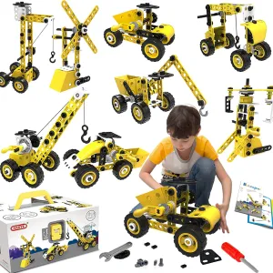 Stem Toys for 5 6 7 8 9  Year Old Building Block Kit Stem Activities Projects Boy Toys Age 4-8 5-7 6-8 8-10 Creative Set Educational Engineering Excavator Construction Fun Birthday