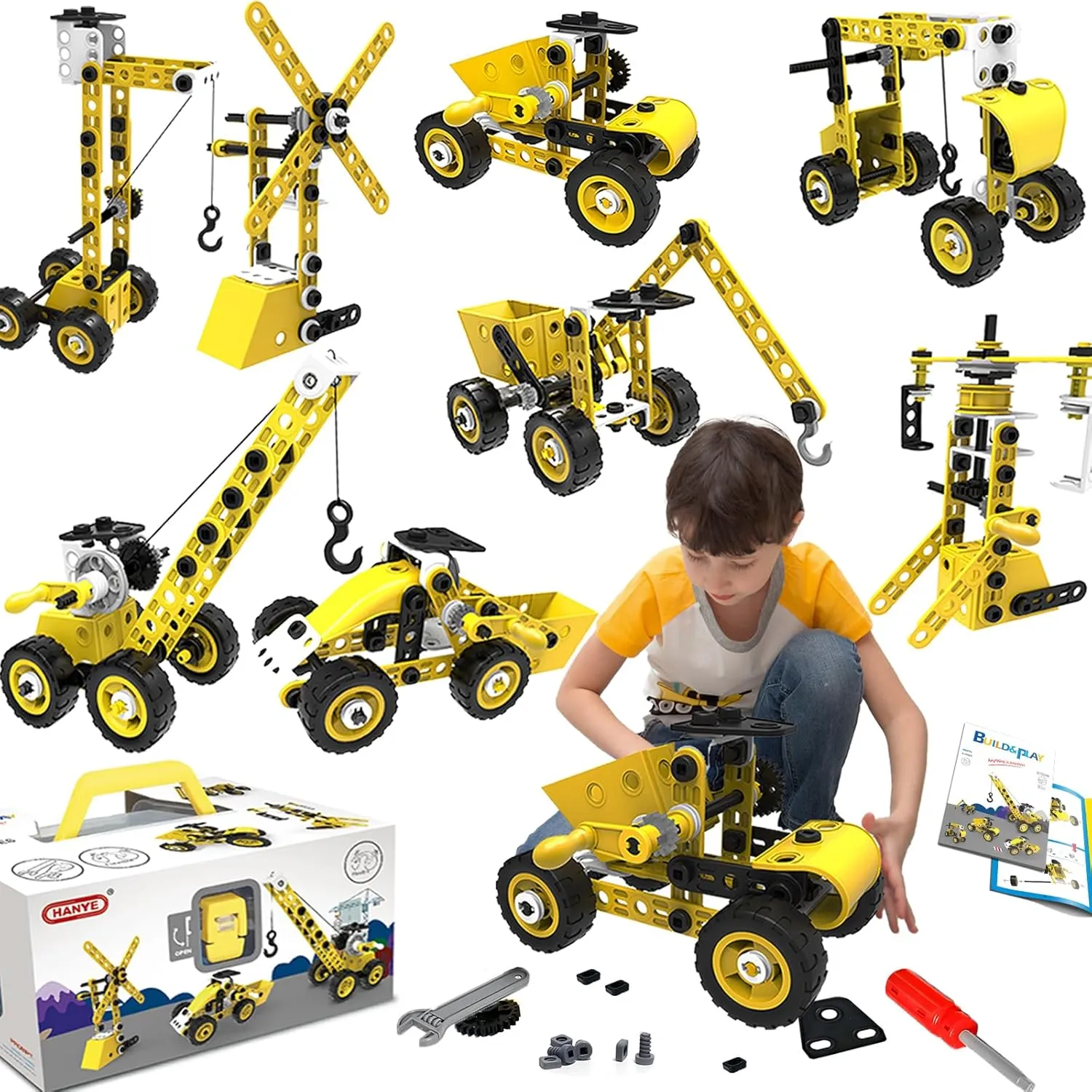 Stem Toys for 5 6 7 8 9  Year Old Building Block Kit Stem Activities Projects Boy Toys Age 4-8 5-7 6-8 8-10 Creative Set Educational Engineering Excavator Construction Fun Birthday