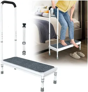 Step Stool with Handle for Elderly Adults, Medical Bedside Steps for High Beds, Seniors Safety Car SUV Stepping Stool with Handrail Heavy Duty 400lbs Adjustable, Handicap Bed Stairs Wide Platform-31