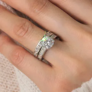 Sterling Silver 2 CT Baguette Half Eternity Band Stackable Rings Set