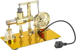 Stirling Engine Model Kit, Balance Single Cylinder Hot Air Stirling Engine Model with USB Light, DIY Experiment Educational Model Kits for Technophiles