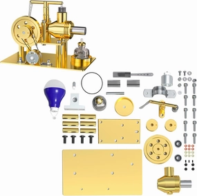 Stirling Engine Kit, Metal Balance Hot Air Stirling Engine Model with Bulb, Desktop Display Physics Science Experiment for Youth Adult