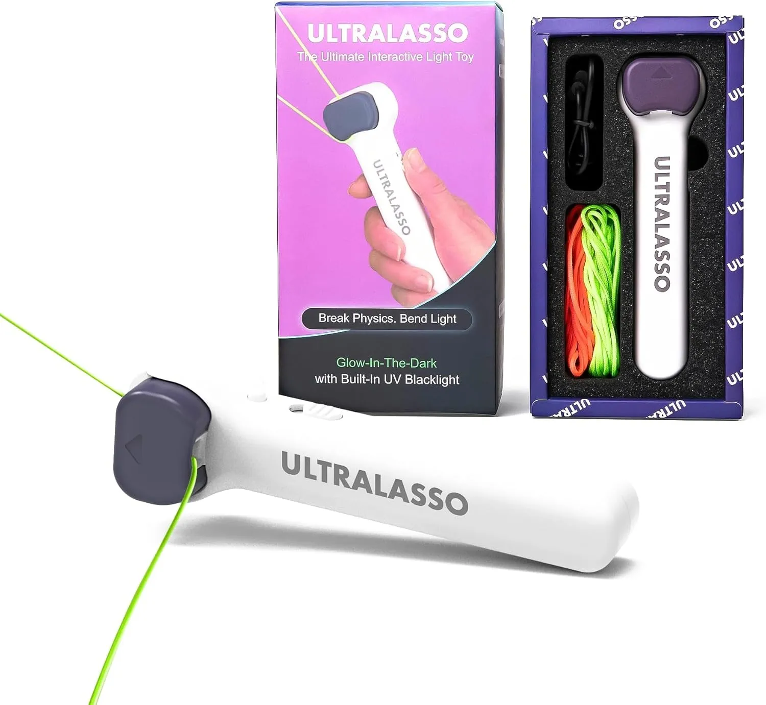 String Toy Glow in The Dark Zip Shooter Integrated UV Blacklight – Portable Rope Launcher Loop Fidget Toy Ideal Gift for Children Cool Gadget for Amazing Tricks and Endless Entertainment