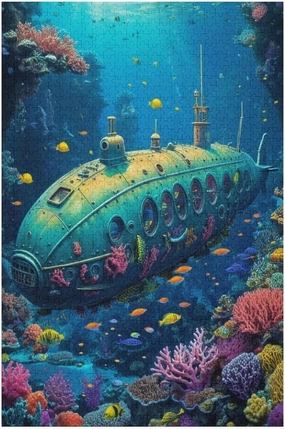 Submarine Sea Fish Coral Colorful Fantasy Jigsaw Puzzles Holiday Puzzles for Adults Puzzles Educational Games Gift for Elders Family Friend Gift for Women Men 1000 Pieces