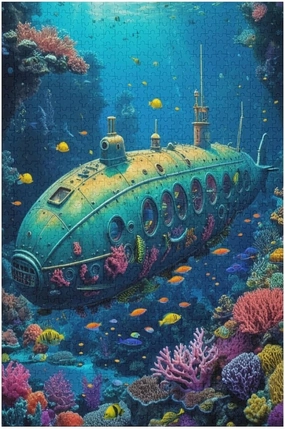 Submarine Sea Fish Coral Colorful Fantasy Jigsaw Puzzles Holiday Puzzles for Adults Puzzles Educational Games Gift for Elders Family Friend Gift for Women Men 500 Pieces