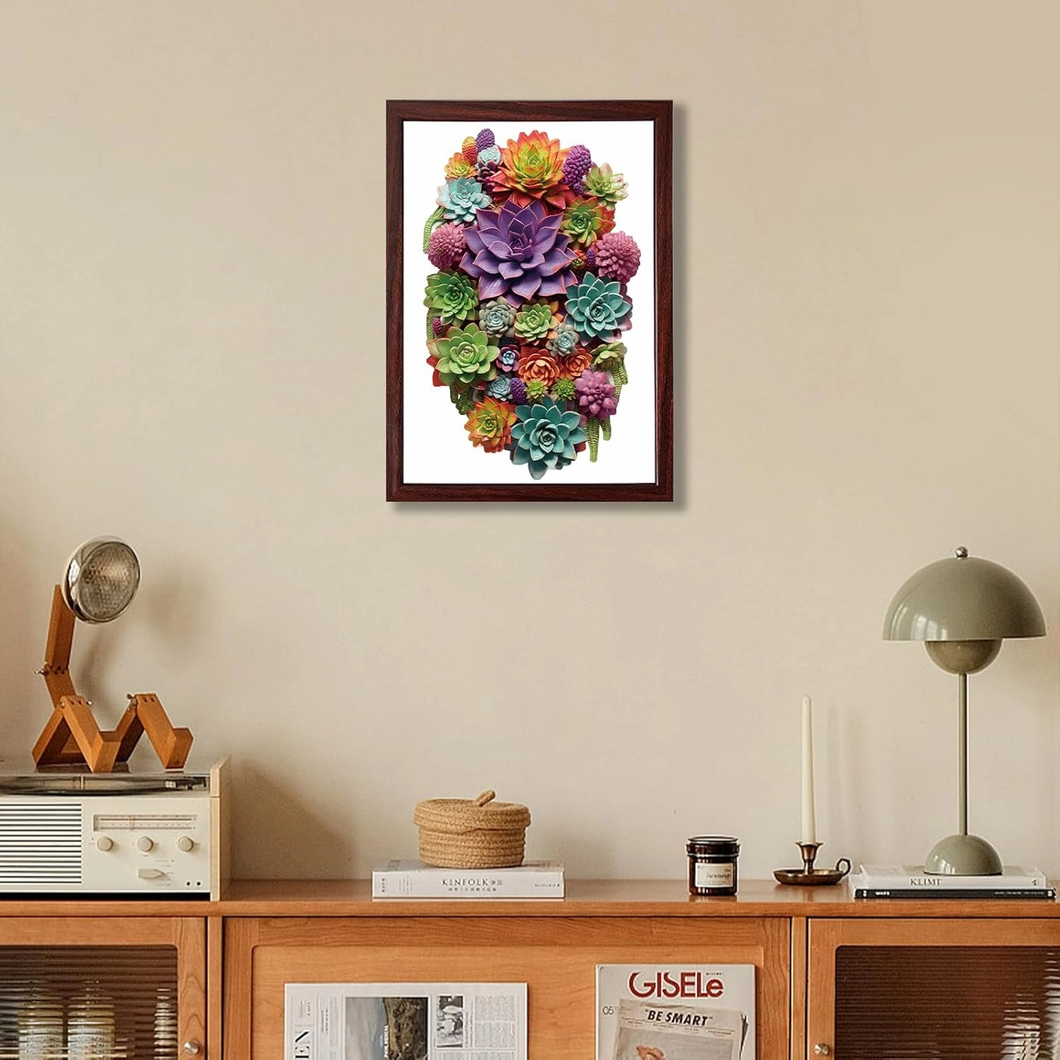 Succulent Waterfall Wooden Puzzles, 200 Pieces Jigsaw Puzzles 12.6'' x7.8'', Unique Design Liberty Wooden Puzzles for Adults and Kids, Family Game Gift Medium Size